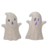 Transpac Light Up Stoneware Ghosts Set Of 2 Halloween Decorative Sculptures Prelit Indoor Tabletop Home Decor Gift