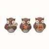 Transpac Set Of 3 Small Resin Pumpkin Owl Figurines Fall Harvest Tabletop Decor Indoor Gift Seasonal Decoration