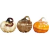 Transpac Glass Autumn Pumpkin Set Of 3 Decorative Objects For Fall Home Decor