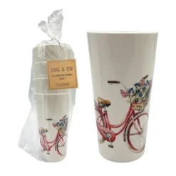 Transpac Melamine Bicycle Tumblers Set Of 4 Colorful Drinkware For Spring Home Decorations