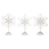 Transpac Set Of 3 Metal Snowflake Tree Toppers Elegant White Christmas Decorations For Indoor Holiday Decor