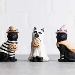 Transpac Halloween Cute Cat Costume Figurine Set Of 3 Polyresin Tabletop Decorations 5.0H Inches