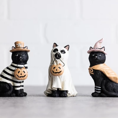 Transpac Halloween Cute Cat Costume Figurine Set Of 3 Polyresin Tabletop Decorations 5.0H Inches 1 Transpac Halloween Cute Cat Costume Figurine Set Of 3 Polyresin Tabletop Decorations 5.0H Inches