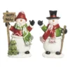 Transpac Jolly Snowman Decor Set Of 2 Christmas Home Decorations Resin Decorative Objects For Holiday Cheer