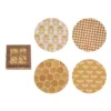 Transpac Wooden Coasters With Bees Set Of 4 Spring Home Decor Natural Wood Coasters For Drinks And Table Decoration