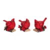 Transpac Set Of 3 Holiday Cardinal Figurines Christmas Home Decorations Resin Decorative Objects