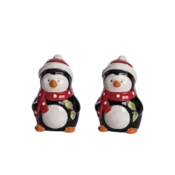 Transpac Ceramic Penguin Salt And Pepper Shaker Set Multicolor Christmas Tabletop Decor Gift For Holiday Dining
