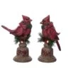 Transpac Light Up Holiday Cardinal Set Of 2 Decorative Resin Christmas Home Decorations On Pedestal