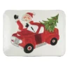 Transpac 12 Inch Multicolor Christmas Fused Nostalgic Santa Platter Perfect For Holiday Serving And Festive Decor