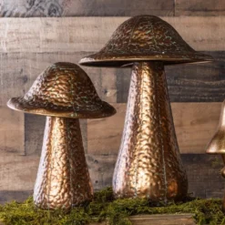 Transpac Oversized Metal Bronze Mushroom Decor Set Of 2 Unique Home Decorations For Spring And Seasonal Decor