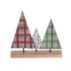 Transpac Holiday Plaid Trees On Base Decorative Wood Sculptures For Christmas Tabletop Decor And Gift Giving