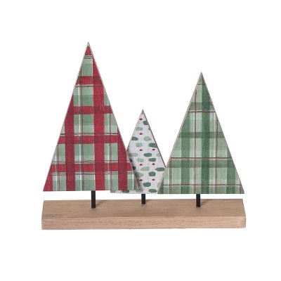 Transpac Holiday Plaid Trees On Base Decorative Wood Sculptures For Christmas Tabletop Decor And Gift Giving 1 Transpac Holiday Plaid Trees On Base Decorative Wood Sculptures For Christmas Tabletop Decor And Gift Giving