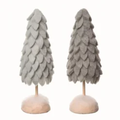 Transpac Large Felt Layered Tree Decor Set Of 2 Christmas Home Decorations For Festive Holiday Decor