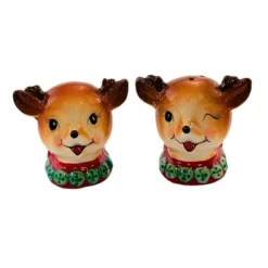 Transpac 3.0 Inch Vintage Reindeer Salt & Pepper Set Christmas Salt And Pepper Shaker , Winking Holiday Playful Smile (2PC) -Transpac GUEST f6aed6d0 9400 4e2b 88cb 4031db5037f9