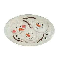 Transpac 20.5 In White Christmas Fused Snowman Pals Platter Perfect For Holiday Serving And Festive Gatherings