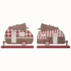 Transpac Christmas MDF Ticking Stripe Camper Decor Set Of 2 Christmas Home Decorations