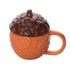 Transpac Dolomite 6.25 In. Harvest Patterned Acorn Mug With Lid -Transpac GUEST fcfce1a1 c080 43f6 b79a fe560fc3f494