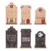 Transpac MDF Reversible House Set Of 3 Decorative Objects For Halloween Multicolor Tabletop Sculptures Indoor Decor