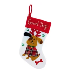 Transpac 14.5 Inch Good Dog Stocking Christmas Holiday Stocking , Bells Bone Treats Paw Prints (1PC) -Transpac GUEST fd95b3d4 40e0 4751 a05f 141809f71e72